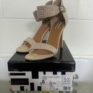 Not Rated Cream Rhinestone Ankle-Strap Heels